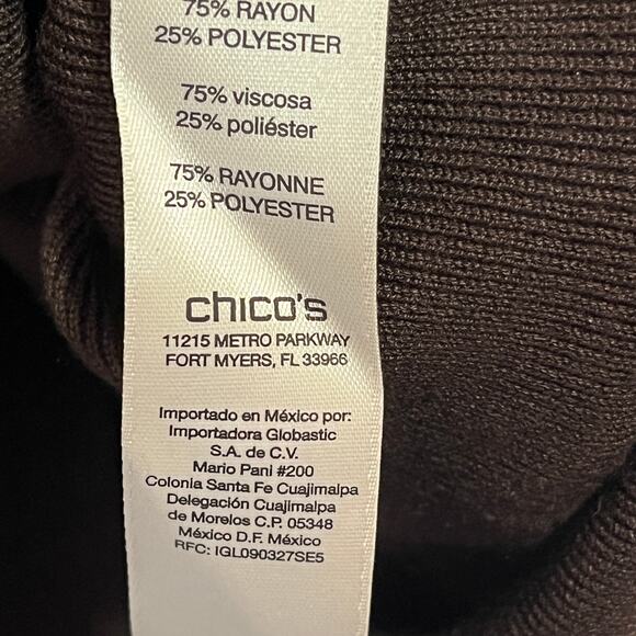 Chico's Dark Brown Long Sleeve Turtleneck Sweater L - Picture 5 of 6